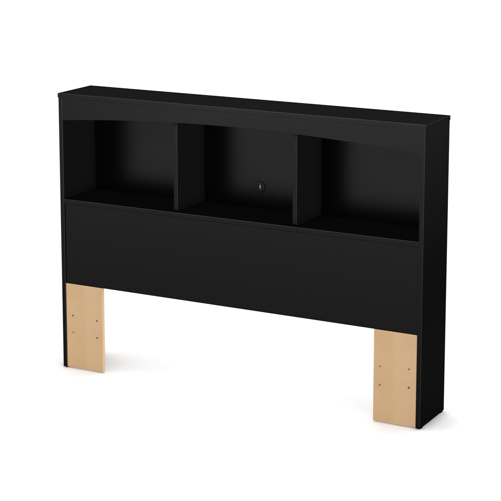 South Shore Step One Full Bookcase Headboard (54"), Pure Black. Picture 1