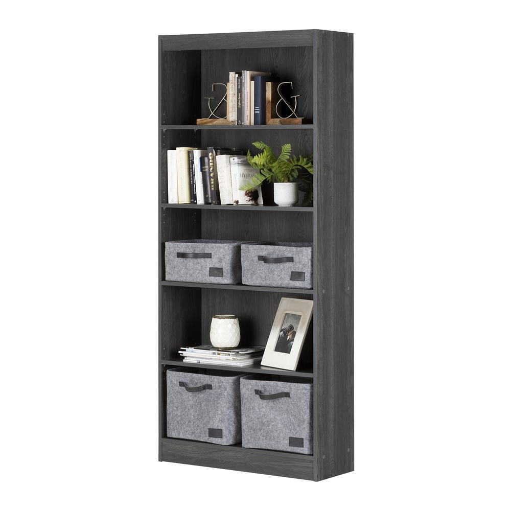 Axess 5-Shelf Bookcase, Gray Oak. Picture 5