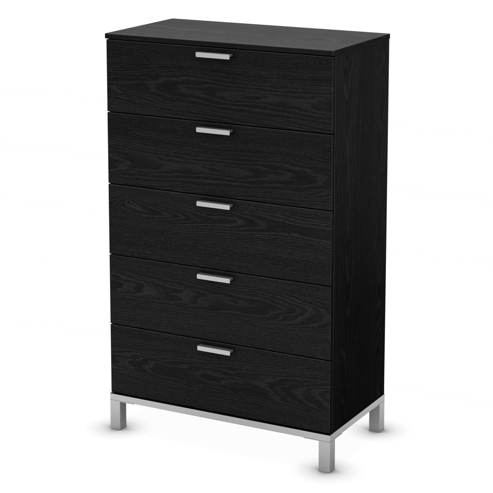 South Shore Flexible 5 Drawer Chest Black Oak