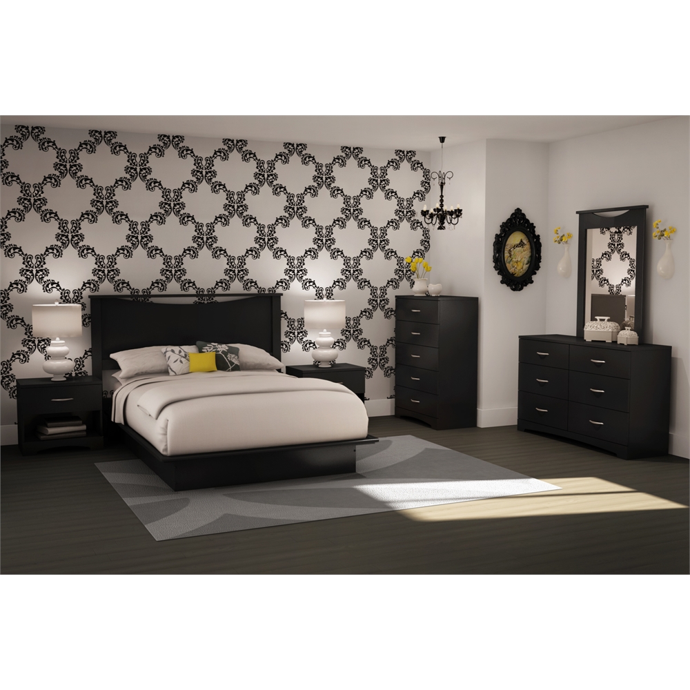 South Shore Step One Queen Platform Bed (60''), Pure Black. Picture 5