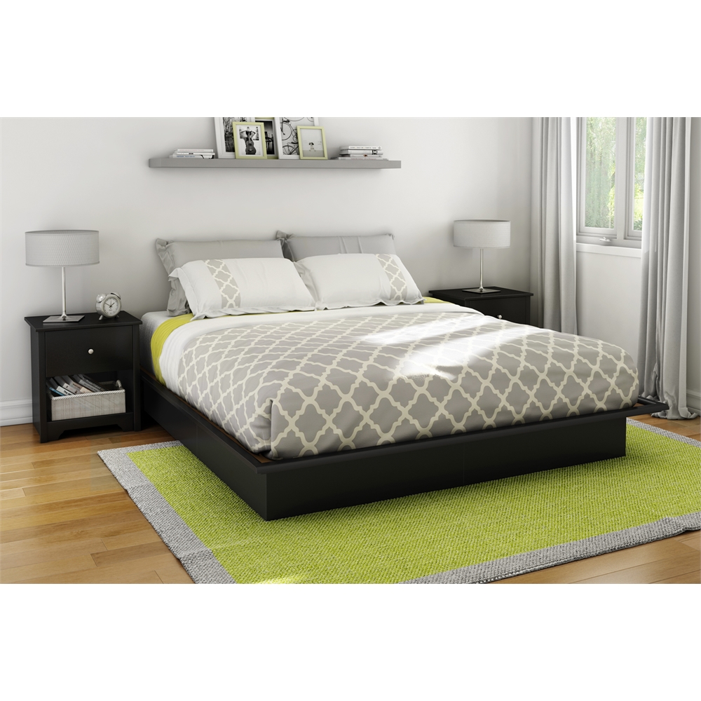 South Shore Step One King Platform Bed (78") with Mouldings, Pure Black. Picture 4