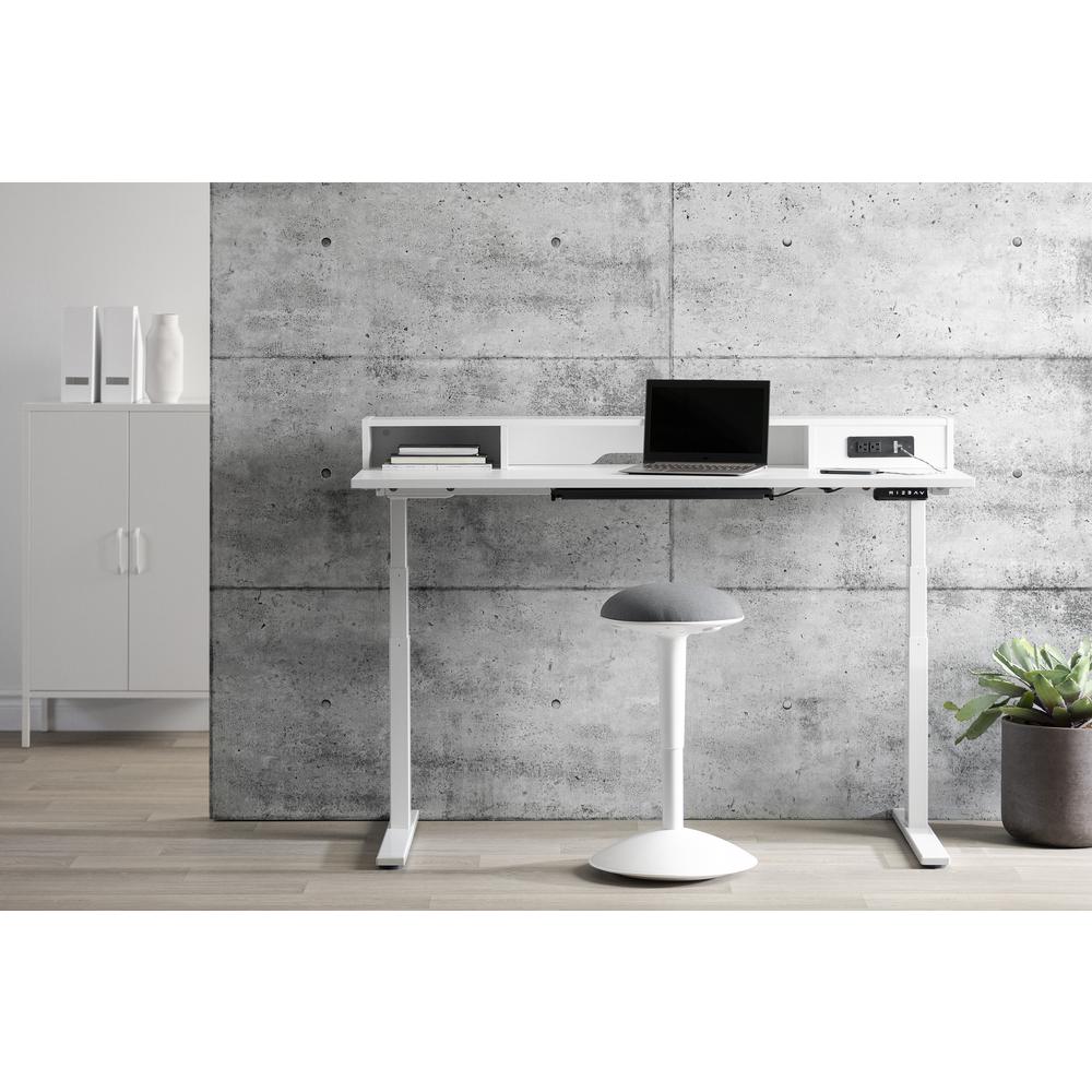 Majyta Adjustable Height Standing Desk with Built In Power Bar, Pure White. Picture 2
