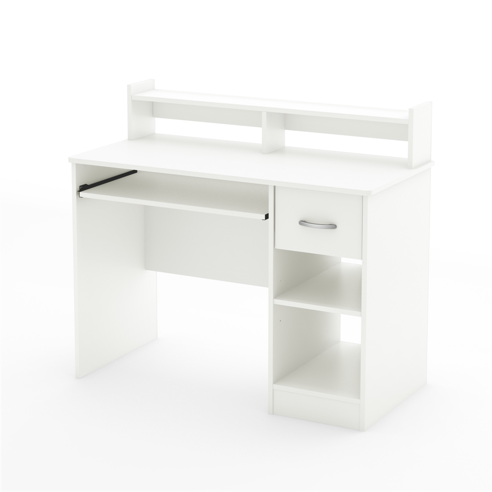South Shore Axess Desk with Keyboard Tray, Pure White. Picture 1