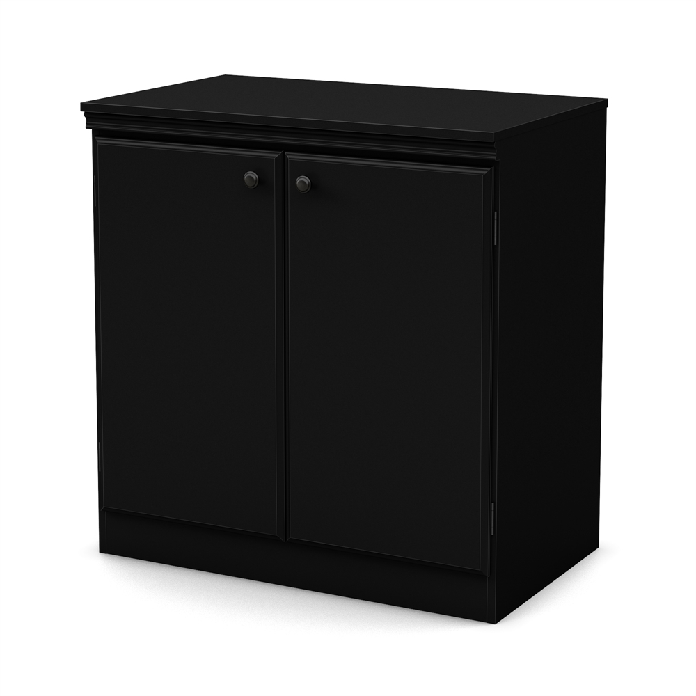 South Shore Morgan Small 2-Door Storage Cabinet, Pure Black. Picture 1