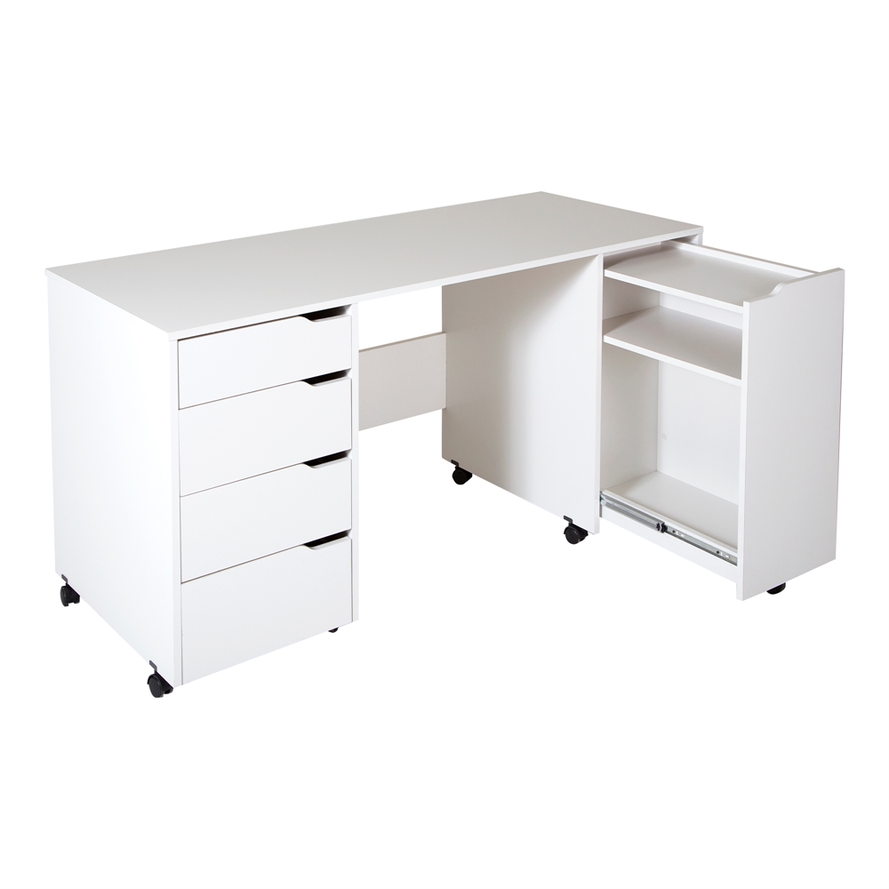 South Shore Crea Sewing Craft Table on Wheels, Pure White. The main picture.