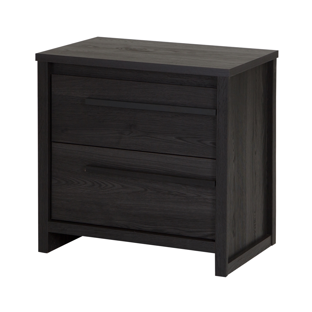 South Shore Tao 2-Drawer Nightstand, Gray Oak. Picture 1