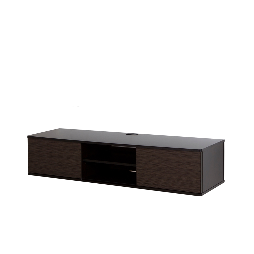 South Shore Agora 56" Wide Wall Mounted Media Console, Chocolate and Zebrano. The main picture.