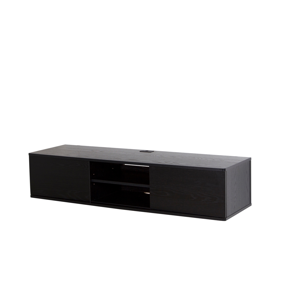 South Shore Agora 56" Wide Wall Mounted Media Console, Black Oak. Picture 1