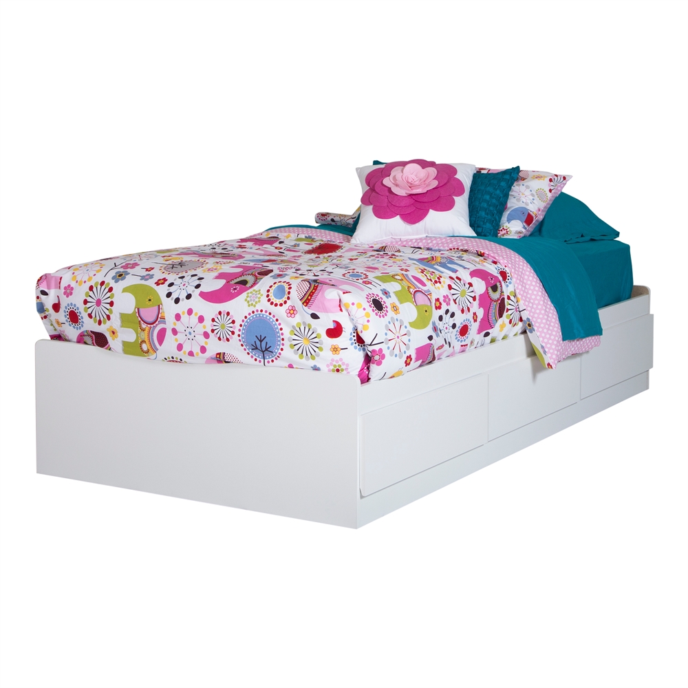 South Shore Logik Twin Mates Bed (39'') with 3 Drawers, Pure White. Picture 5