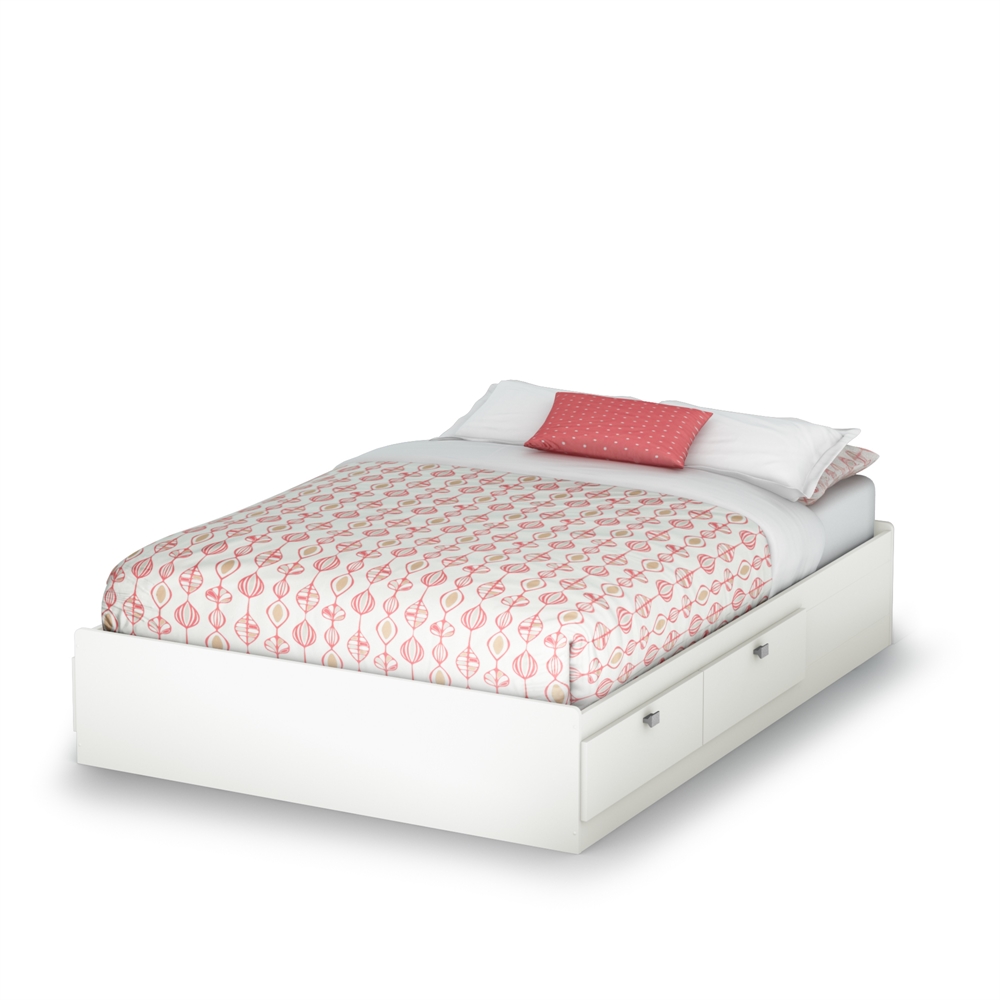 South Shore Spark Full Mates Bed (54'') with 4 Drawers, Pure White. Picture 1