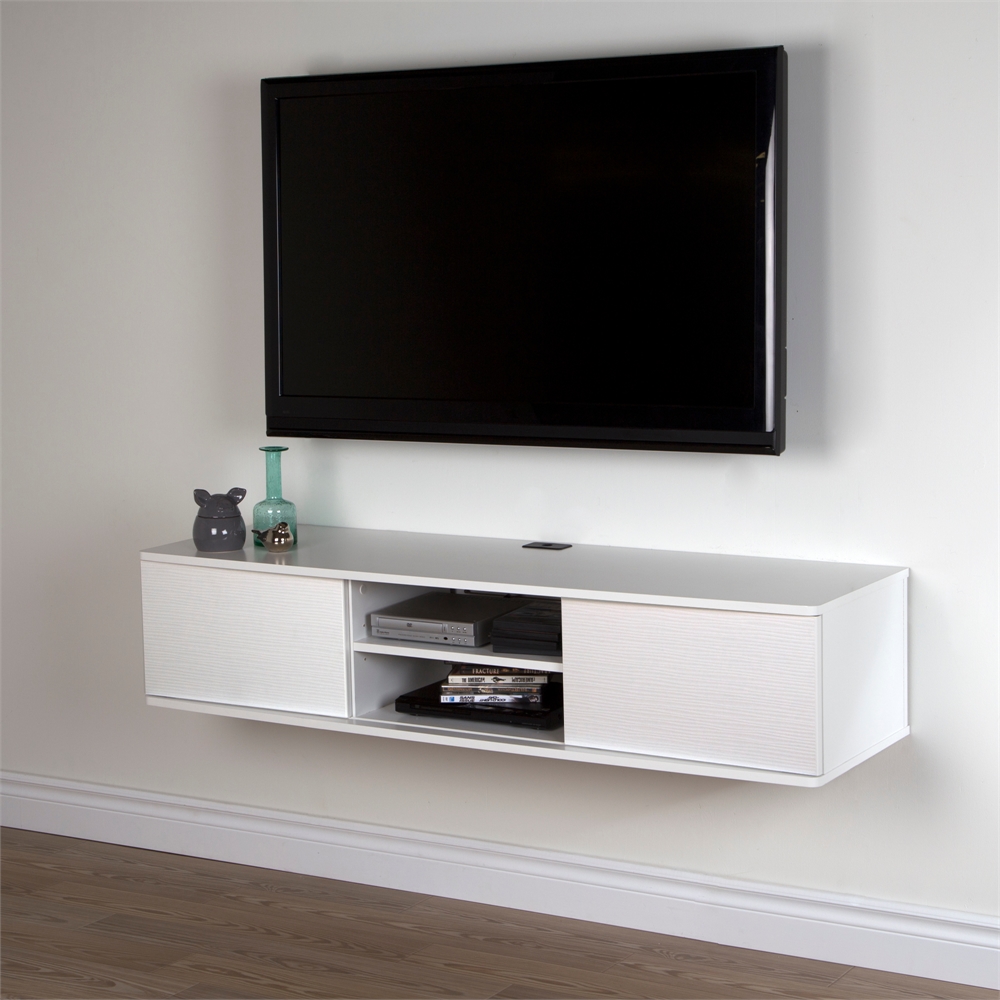 South Shore Agora 56" Wide Wall Mounted Media Console, Pure White. Picture 6