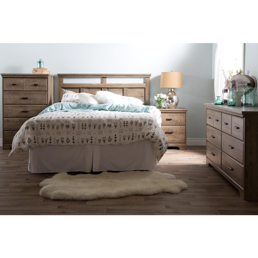 Versa 6-Drawer Double Dresser and Nightstand Set, Weathered Oak. Picture 2