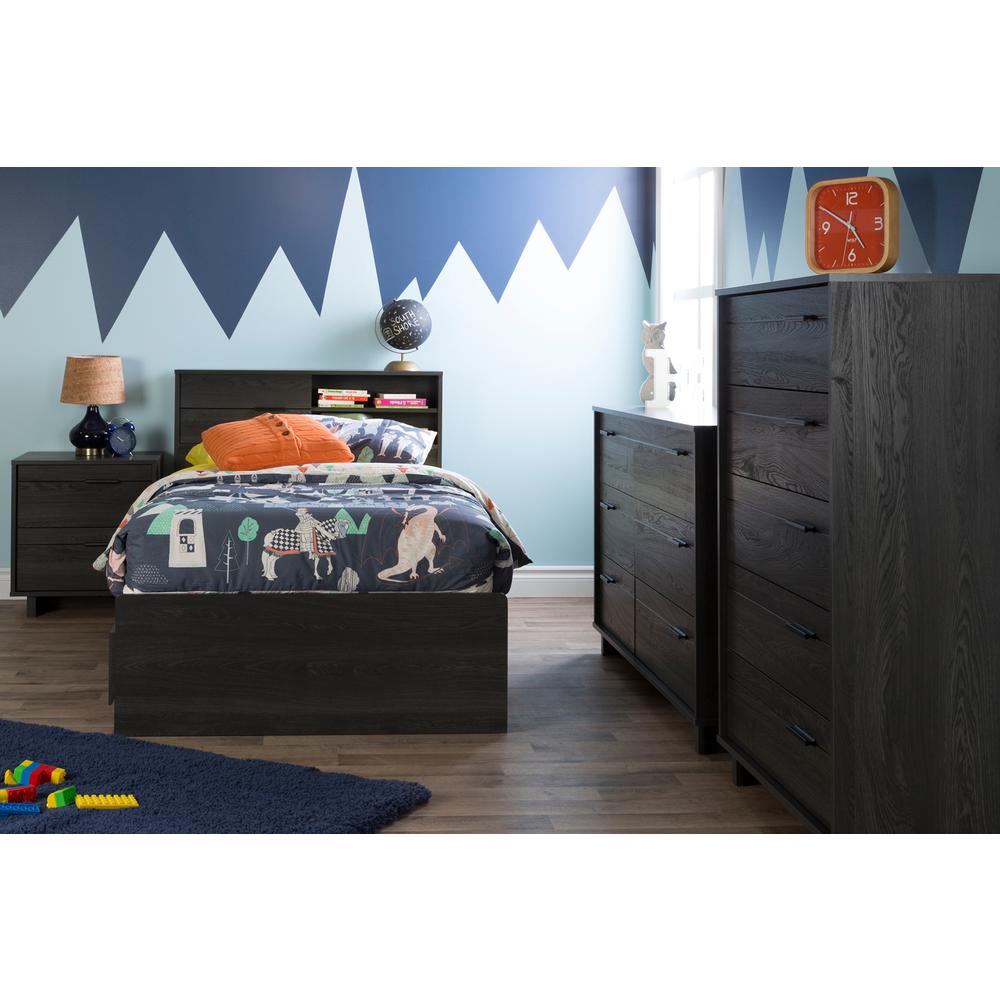 Fynn Bed Set - Bed and Headboard kit, Gray Oak. Picture 1