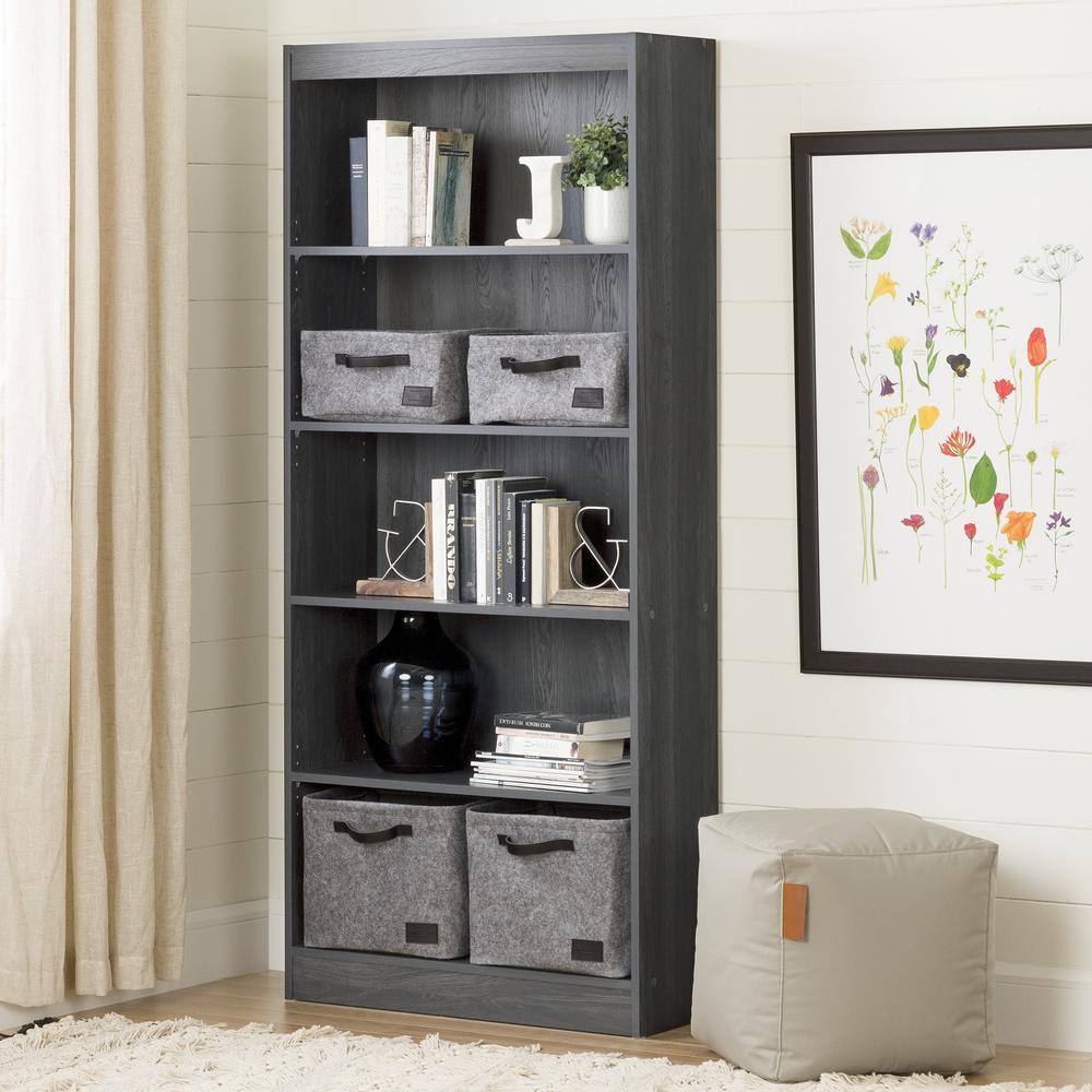 Axess 5-Shelf Bookcase, Gray Oak. Picture 2