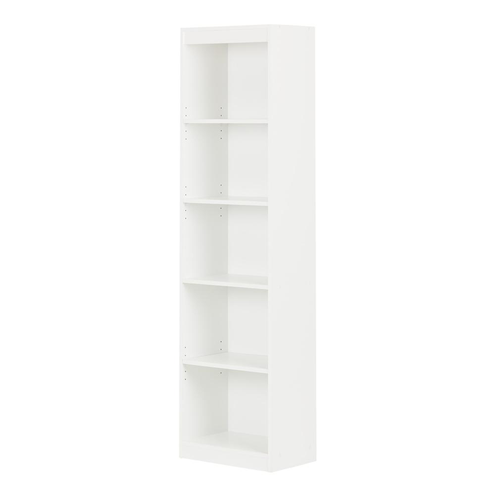 South Shore Axess 5-Shelf Narrow Bookcase, Pure White. Picture 1