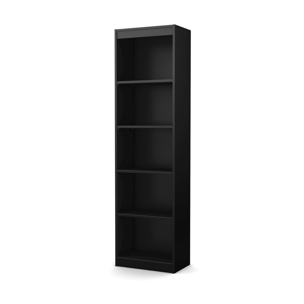 South Shore Axess 5-Shelf Narrow Bookcase, Pure Black. Picture 2