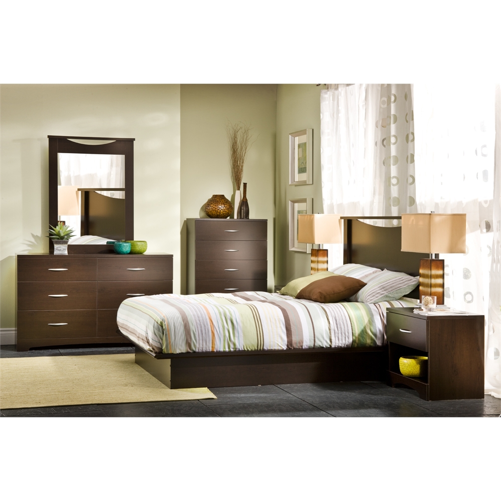 South Shore Step One Full Platform Bed (54''), Chocolate. Picture 5