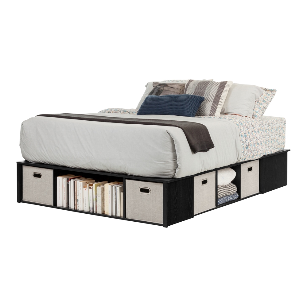 Flexible Bed with Storage and Baskets, Black Oak and Taupe.. Picture 6