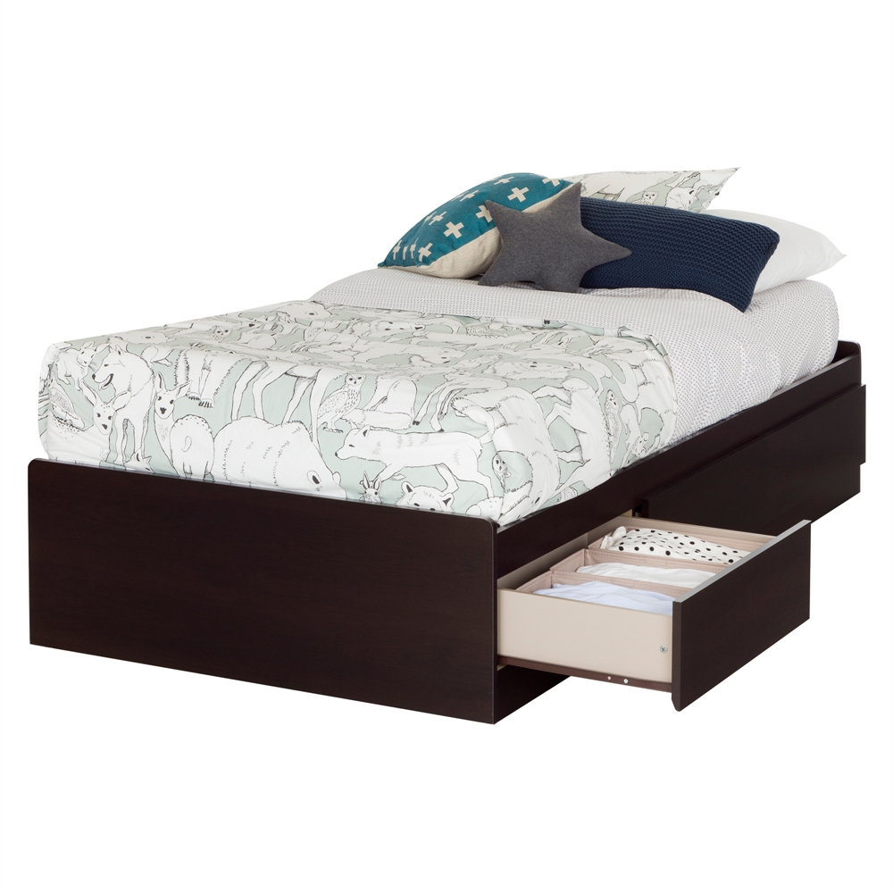 South Shore Twin Mates Bed (39") with 3 Drawers, Chocolate. Picture 6