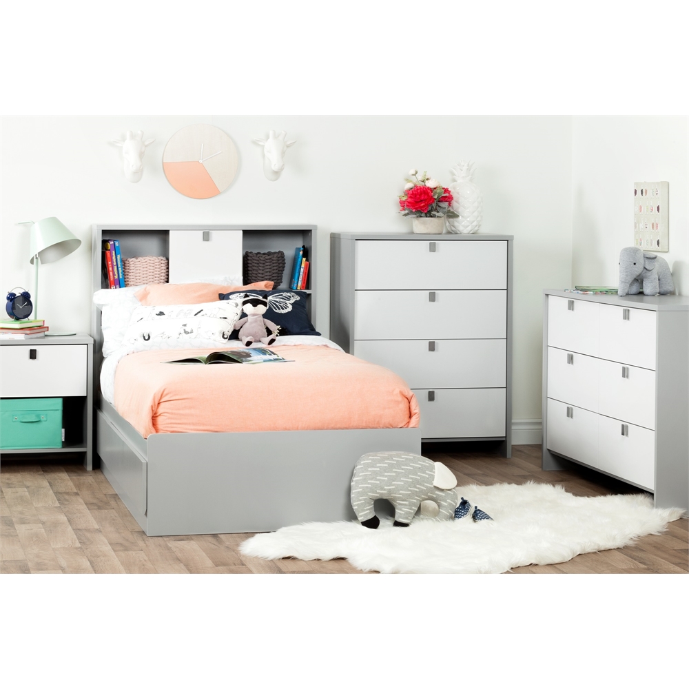 Cookie 6-Drawer Double Dresser, Soft Gray and Pure White. Picture 5