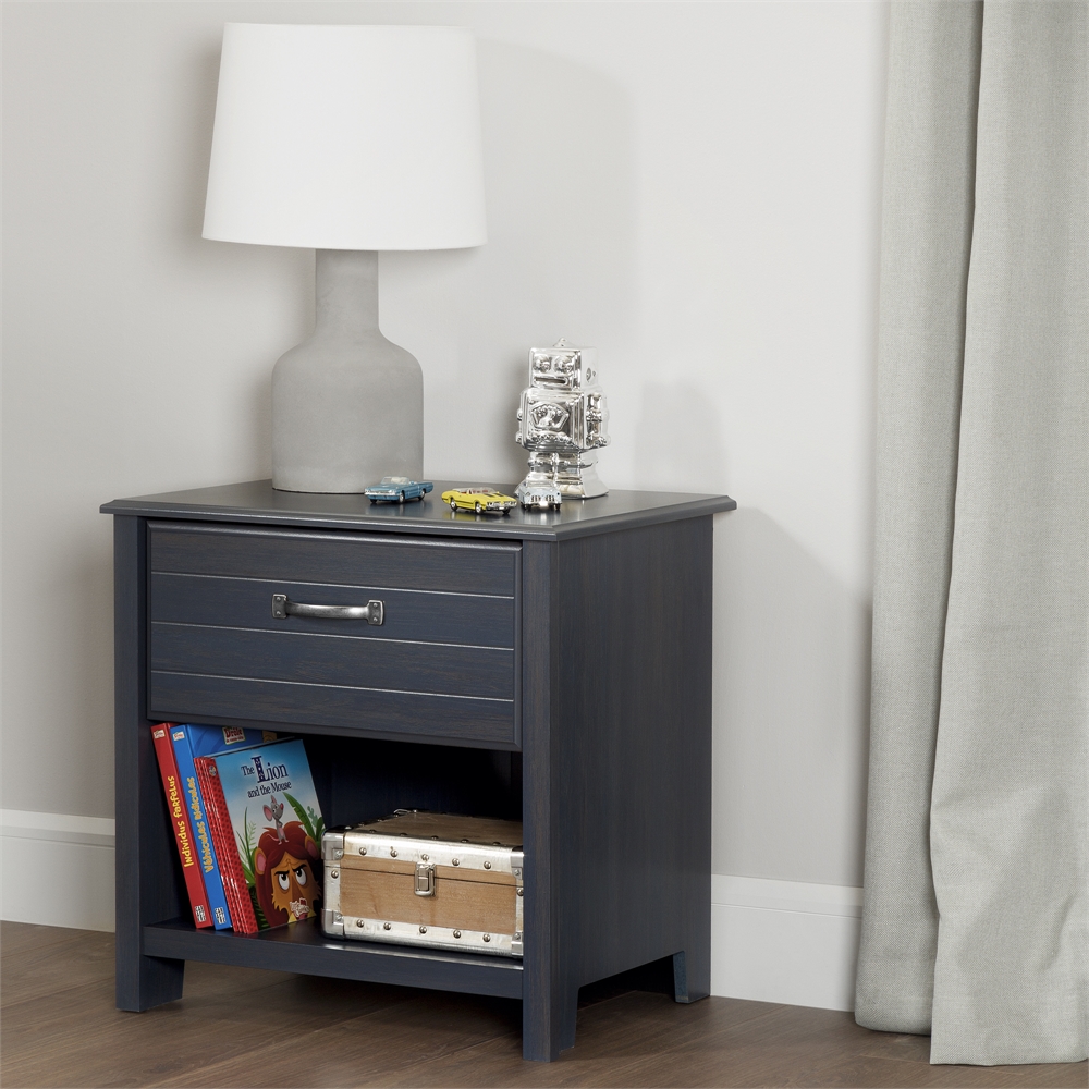South Shore Ulysses 1-Drawer Nightstand, Blueberry. Picture 2