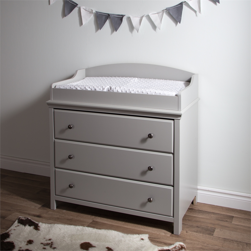 South Shore Cotton Candy Changing Table with Drawers, Soft Gray. Picture 3