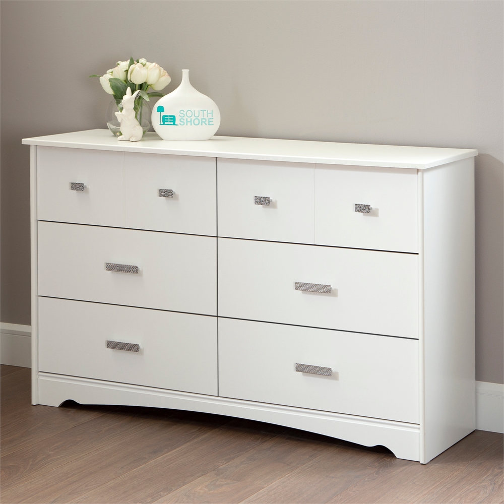 South Shore Tiara 6-Drawer Double Dresser, Pure White. Picture 2