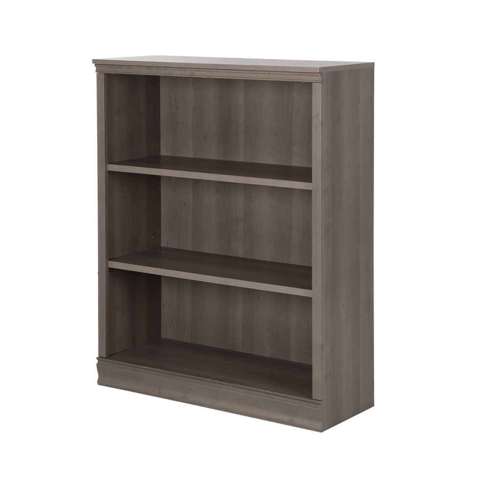 South Shore Morgan 3-Shelf Bookcase, Gray Maple. Picture 1