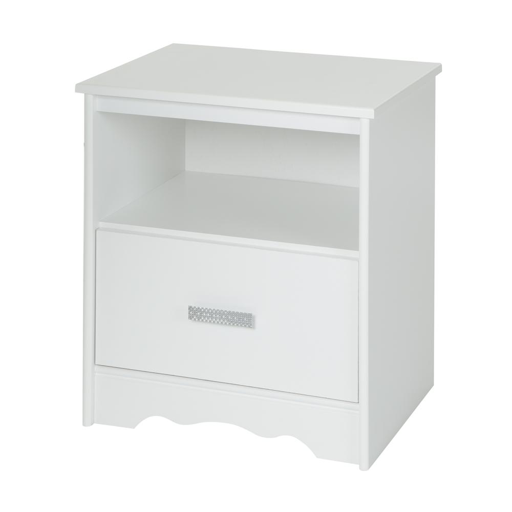 South Shore Tiara 1-Drawer Nightstand, Pure White. Picture 1