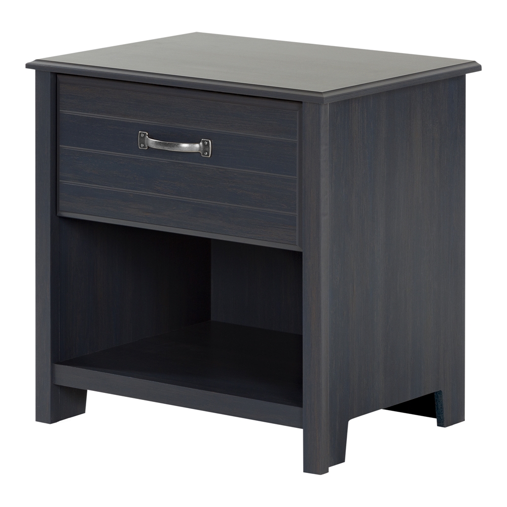 South Shore Ulysses 1-Drawer Nightstand, Blueberry. Picture 1