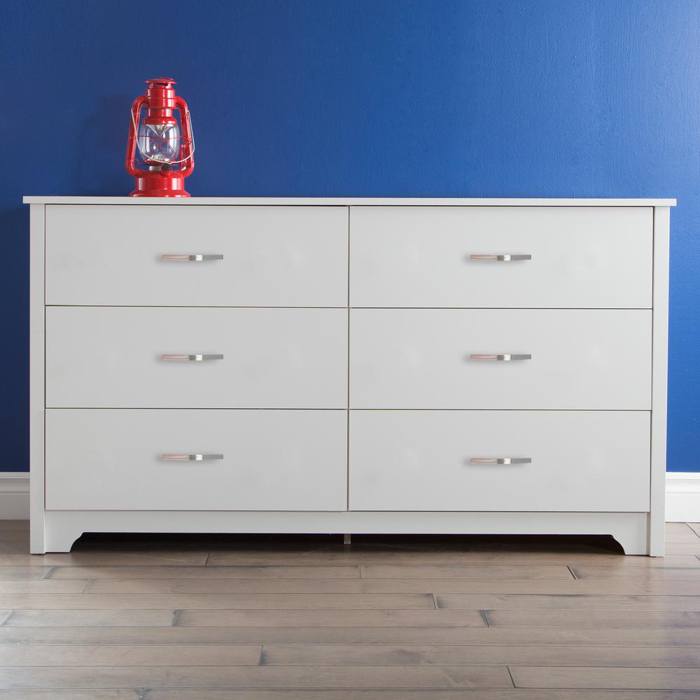 South Shore Fusion 6-Drawer Double Dresser, Pure White. Picture 1