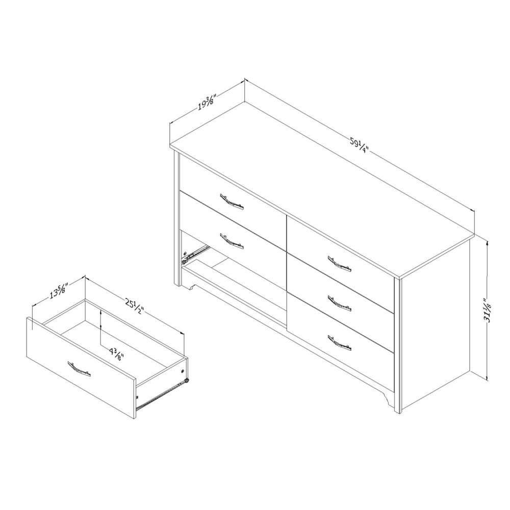 South Shore Fusion 6-Drawer Double Dresser, Pure White. Picture 5