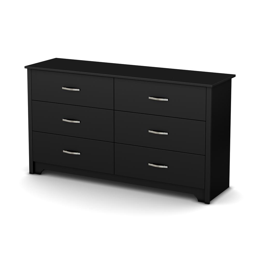 South Shore Fusion 6-Drawer Double Dresser, Pure Black. Picture 1