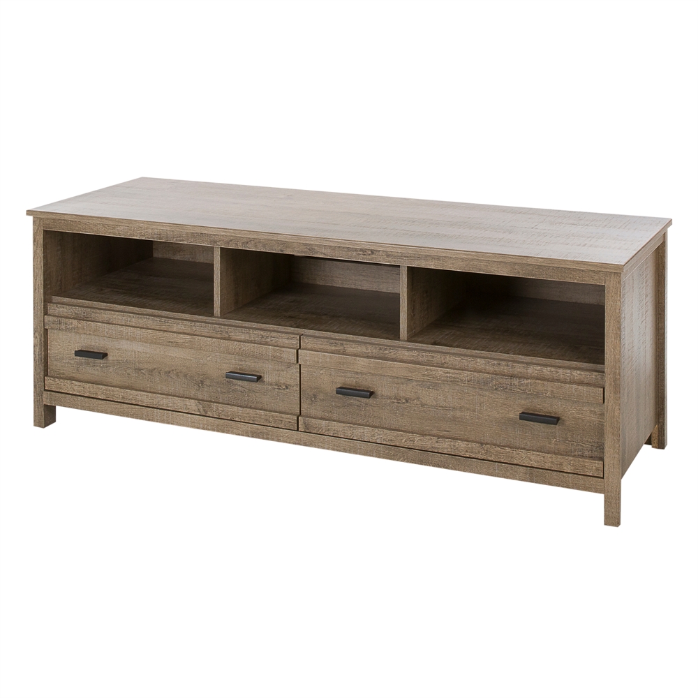 South Shore Exhibit TV Stand for TVs up to 60'', Weathered Oak. Picture 1