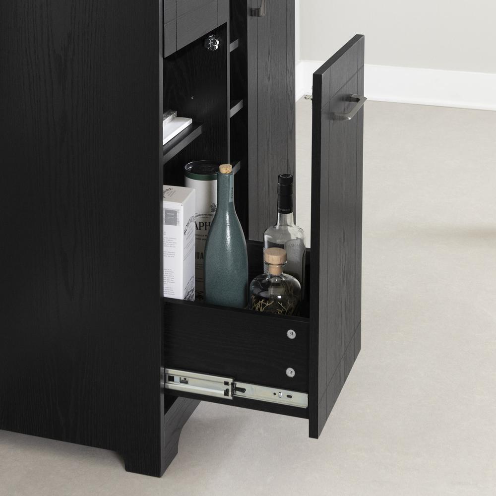 Vietti Bar Cabinet with Bottle and Glass Storage, Black Oak. Picture 9