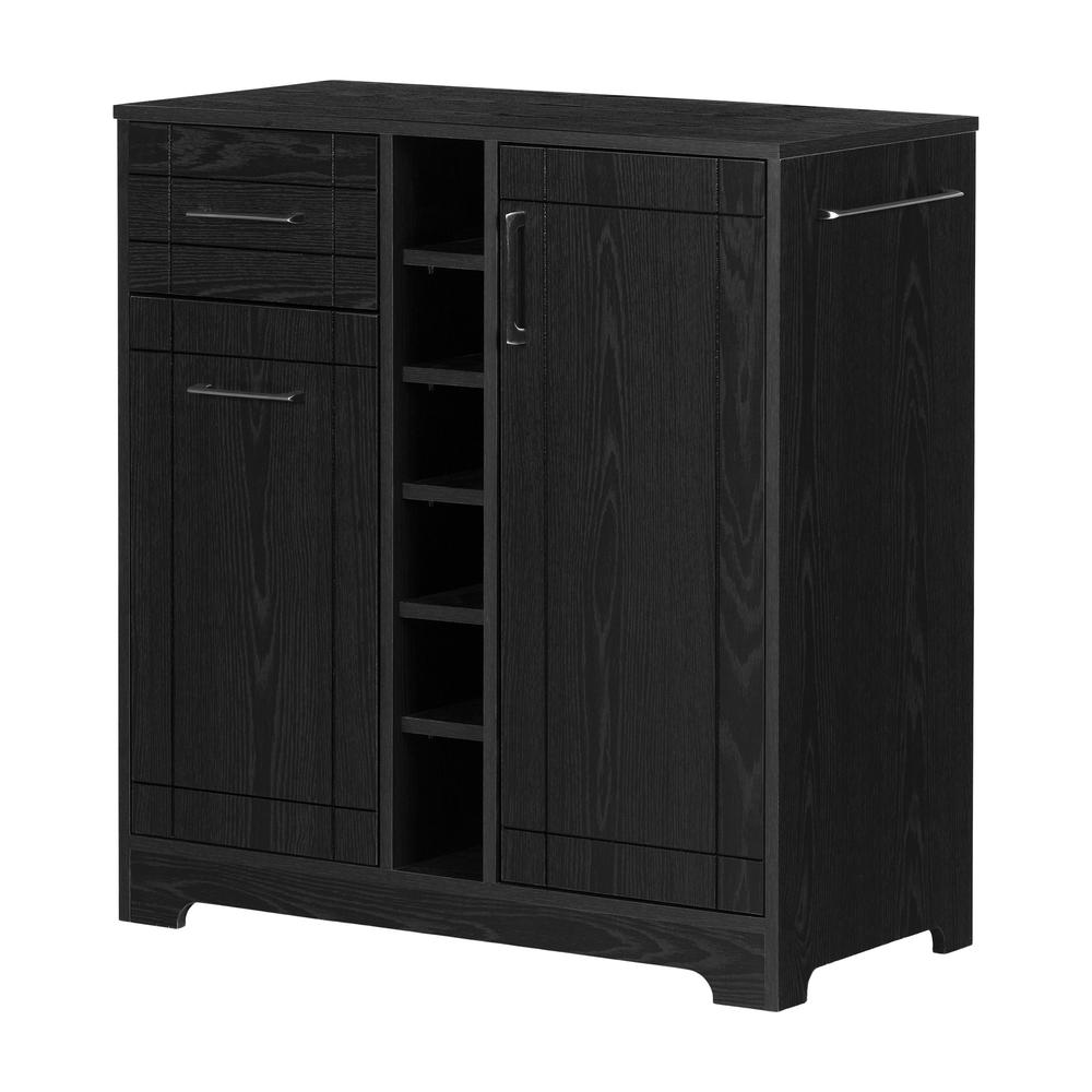 Vietti Bar Cabinet with Bottle and Glass Storage, Black Oak. Picture 1