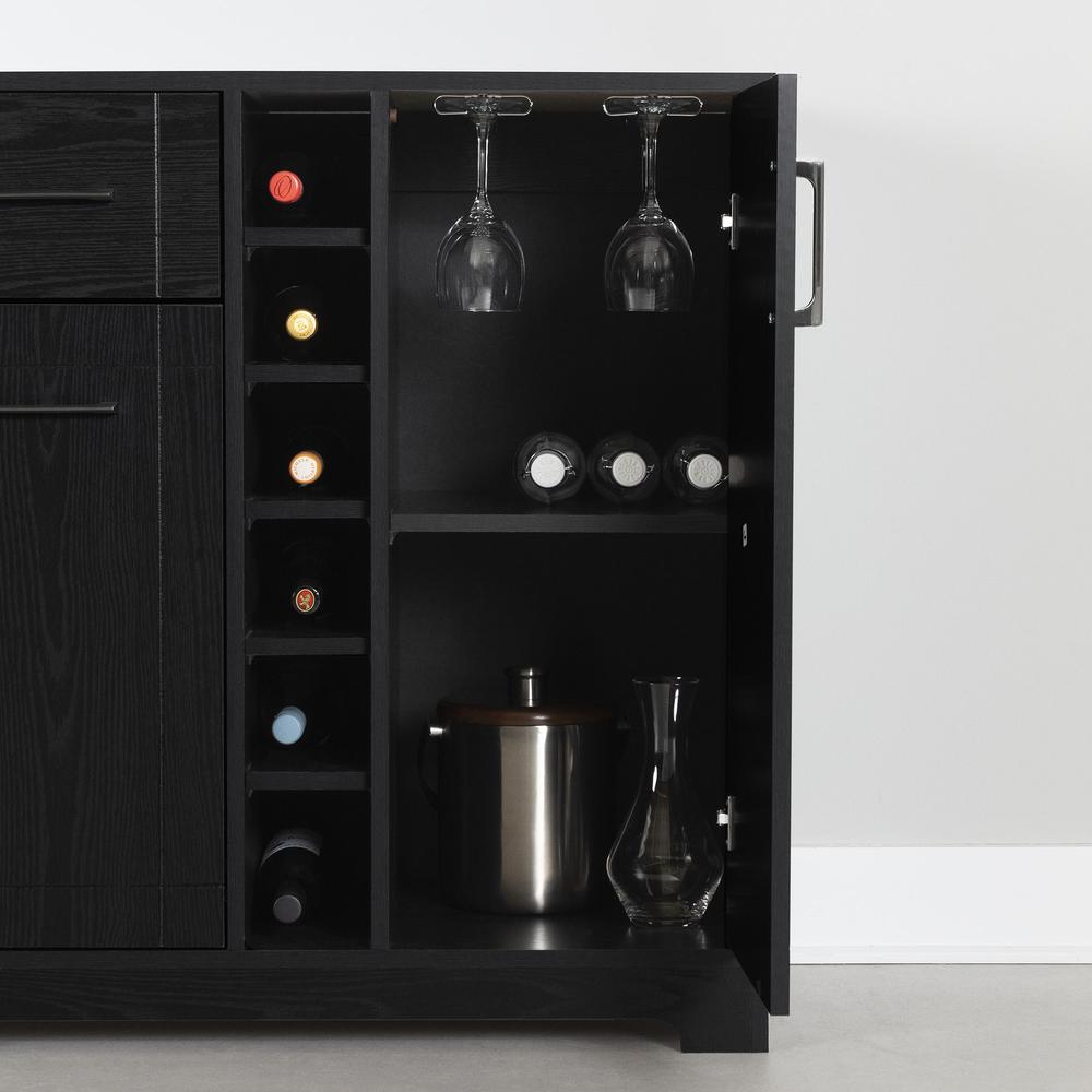 Vietti Bar Cabinet with Bottle and Glass Storage, Black Oak. Picture 14