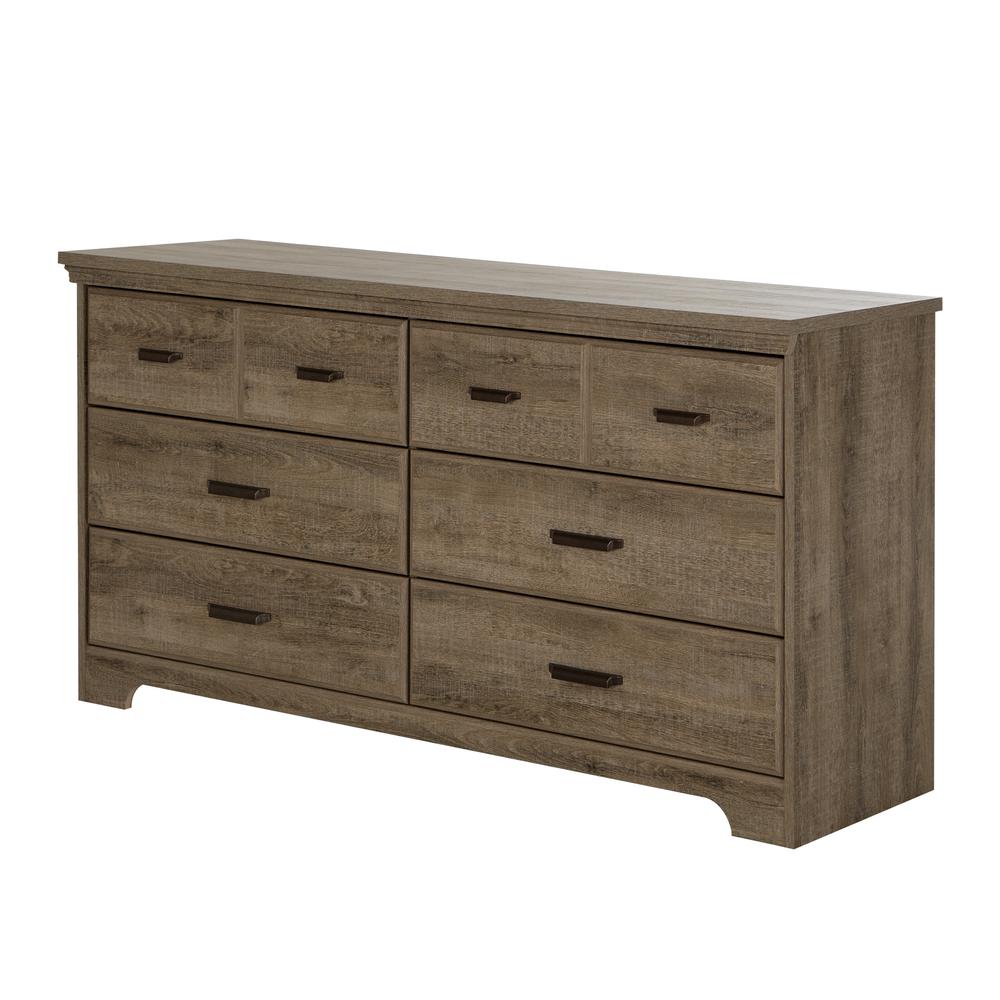 South Shore Versa 6-Drawer Double Dresser, Weathered Oak. Picture 2