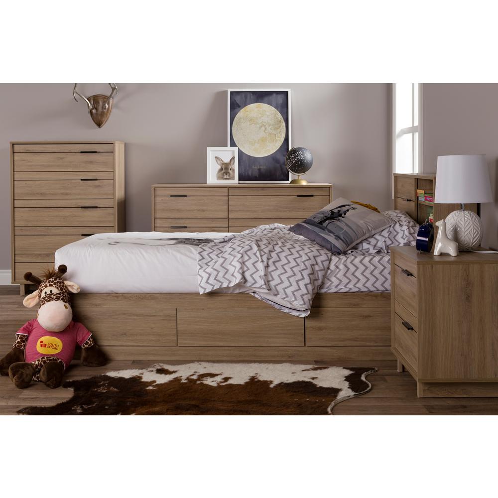 South Shore Fynn Twin Mates Bed (39'') with 3 Drawers, Rustic Oak. Picture 3