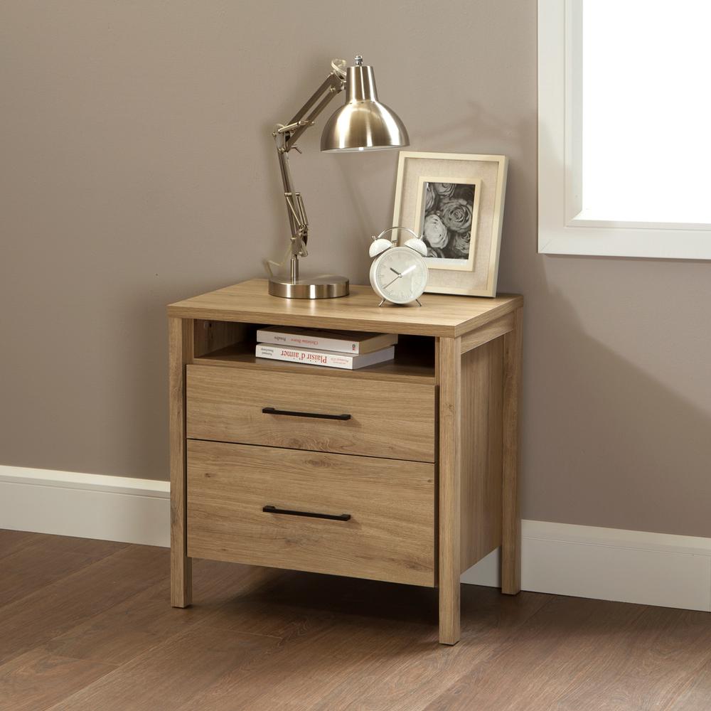 South Shore Gravity 2 Drawer Nightstand Rustic Oak