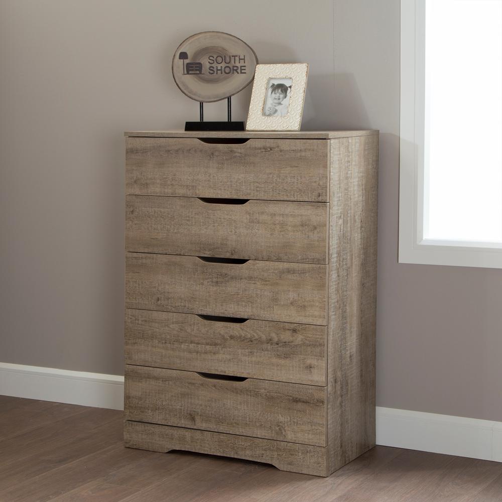Holland 5-Drawer Chest, Weathered Oak. Picture 1