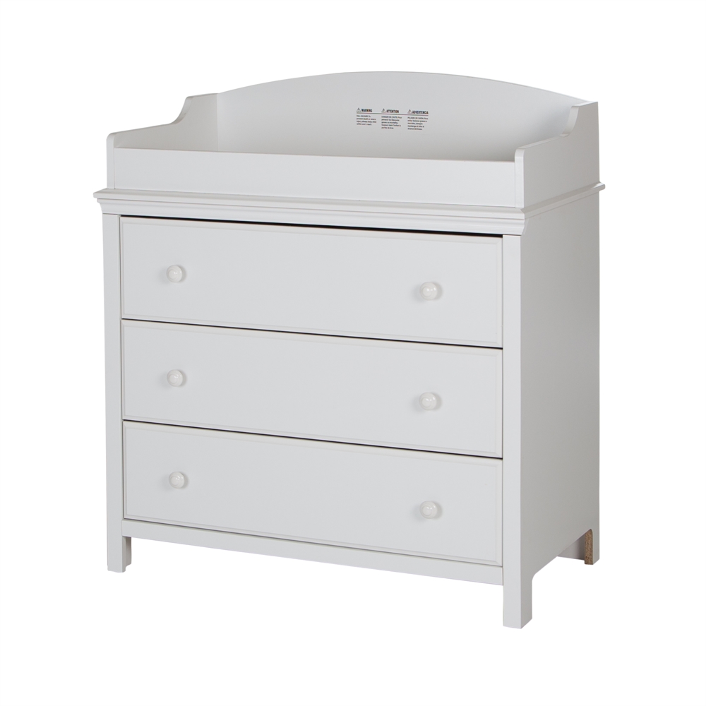 South Shore Cotton Candy Changing Table with Drawers, Pure White. Picture 1