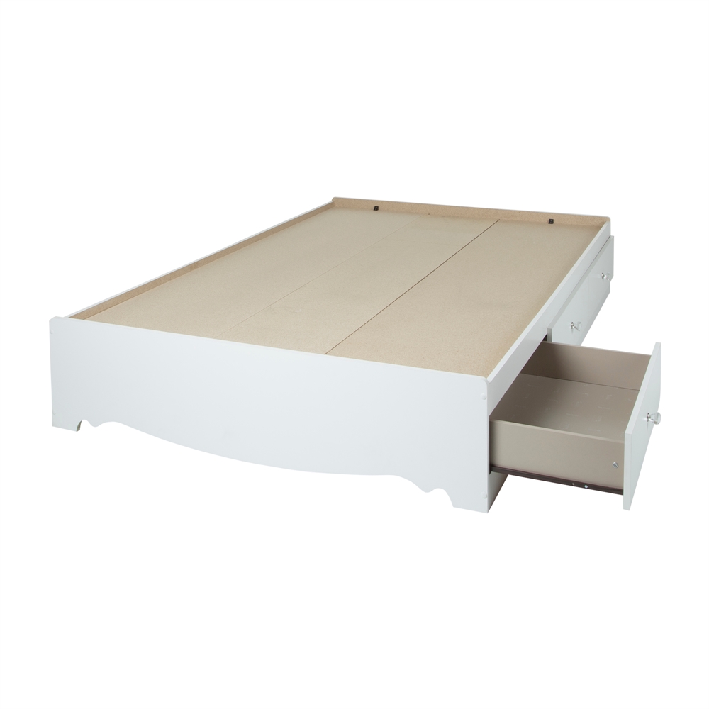 South Shore Crystal Full Mates Bed (54'') with 3 Drawers, Pure White. Picture 1