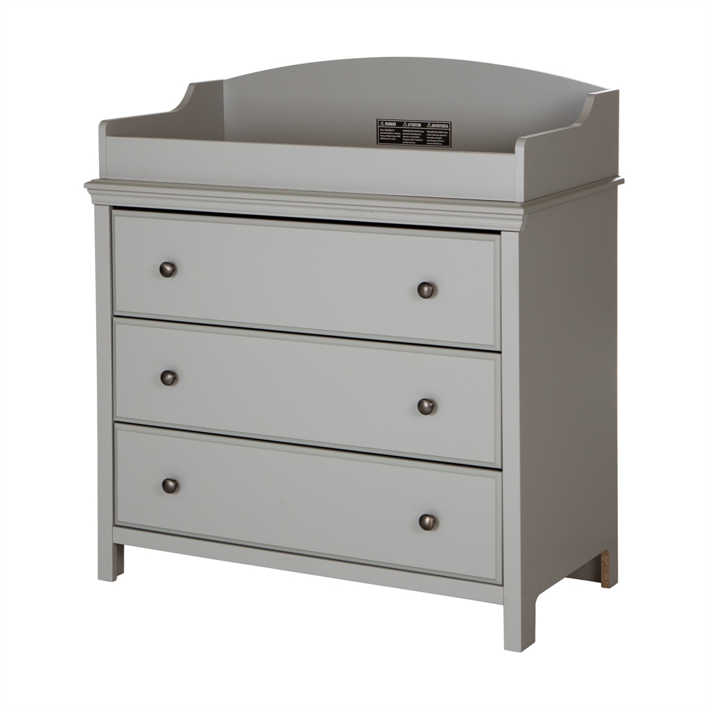 South Shore Cotton Candy Changing Table with Drawers, Soft Gray. Picture 1