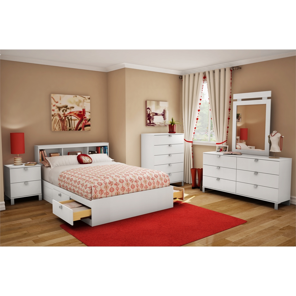 South Shore Spark Full Mates Bed (54'') with 4 Drawers, Pure White. Picture 4
