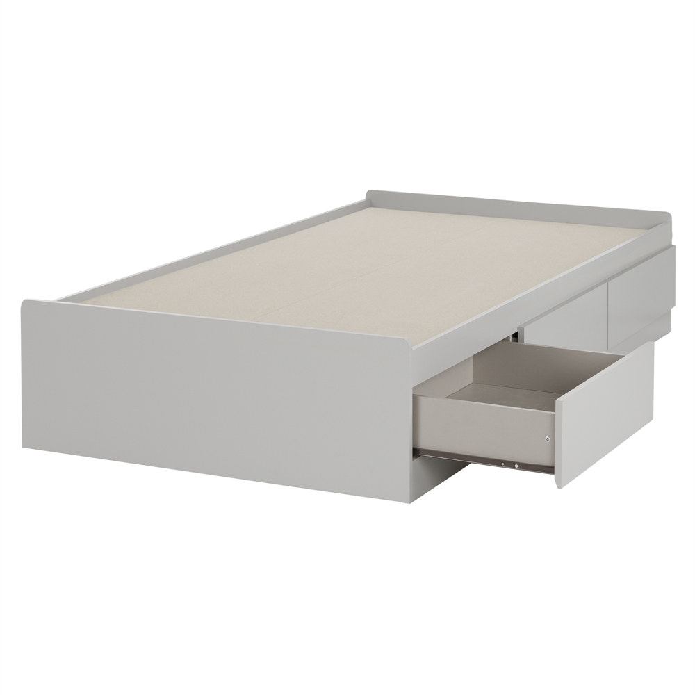 Reevo Mates Bed with 3 Drawers, Soft Gray. Picture 1