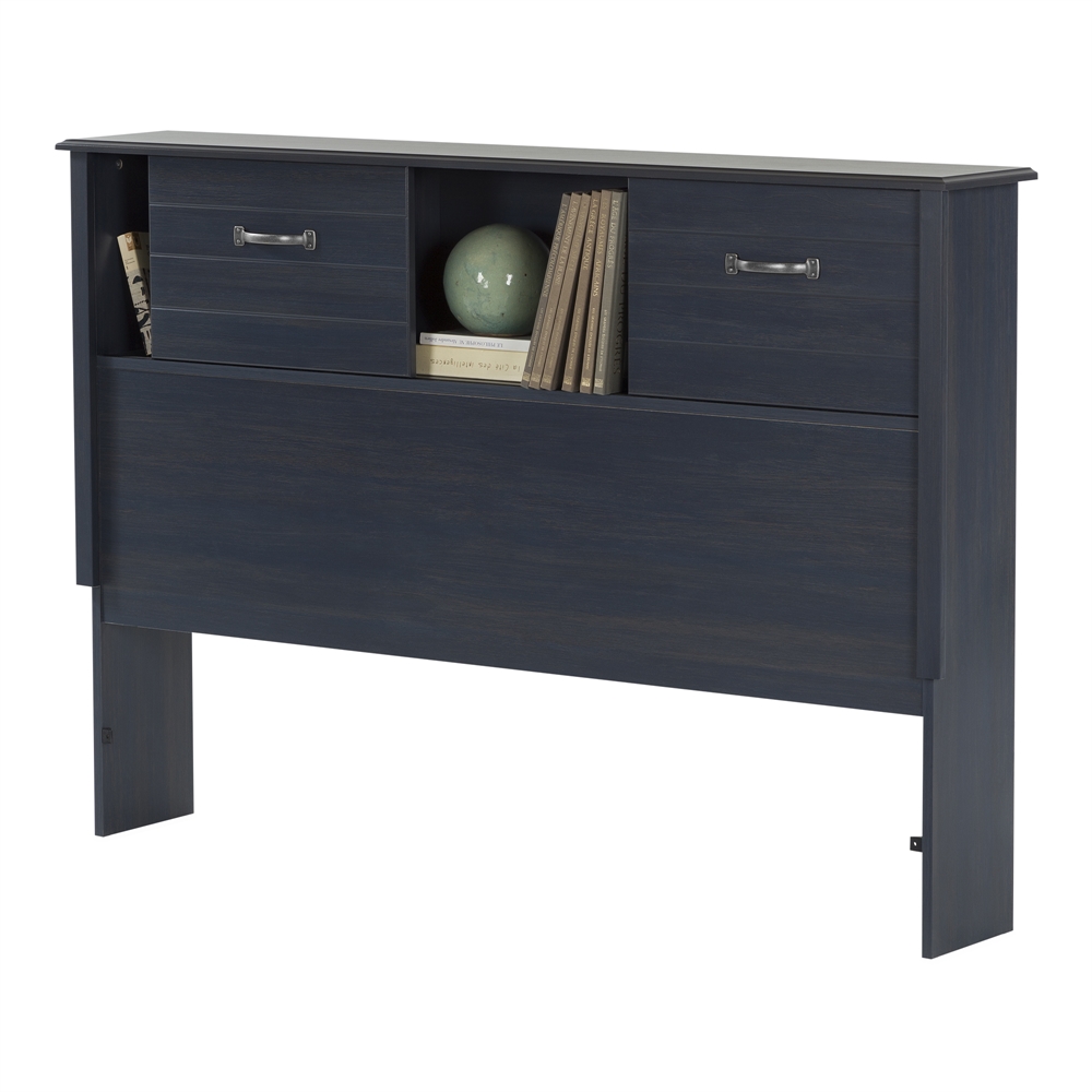 South Shore Ulysses Full Bookcase Headboard (54'') with Sliding Doors, Blueberry. Picture 6