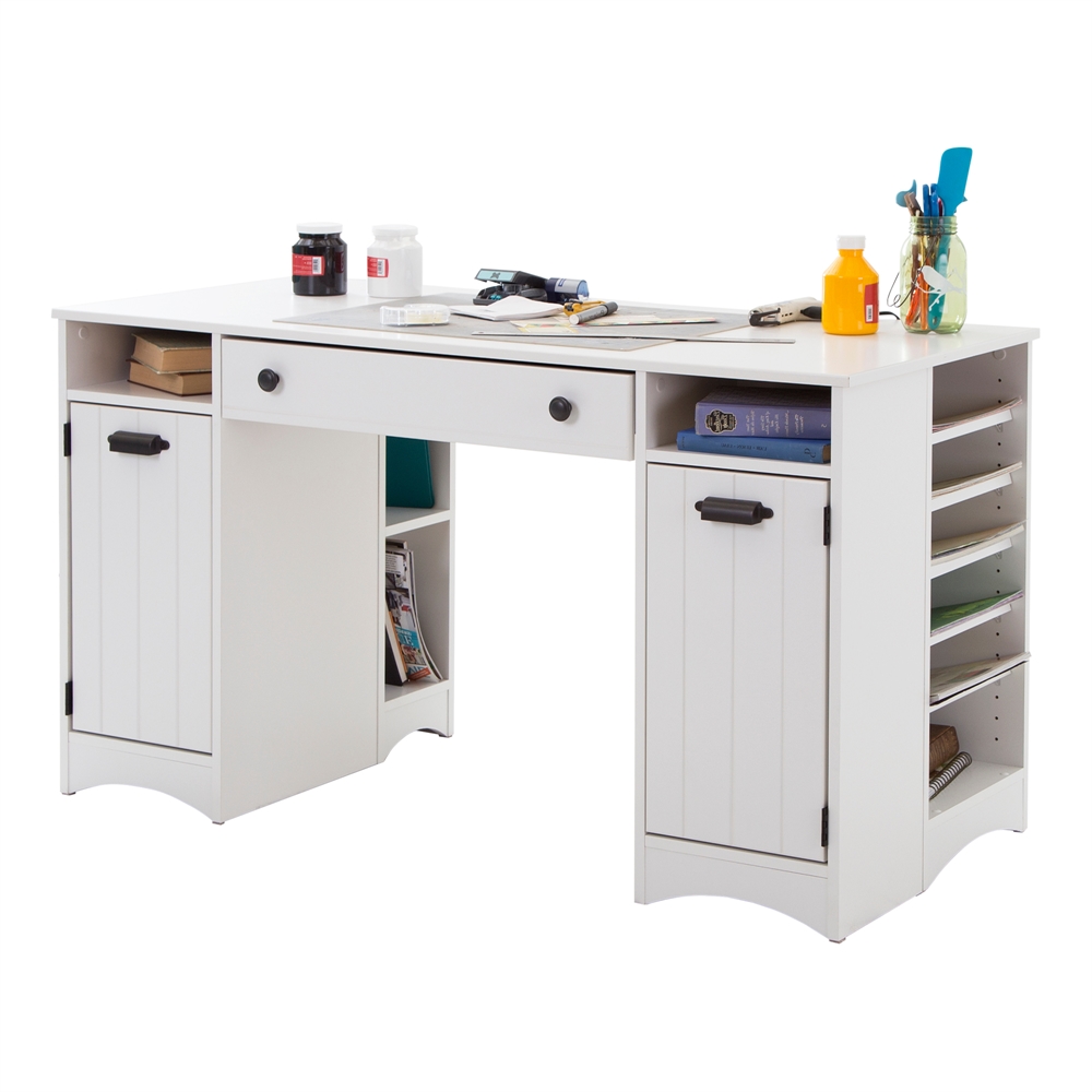 South Shore Artwork Craft Table with Storage, Pure White. Picture 2