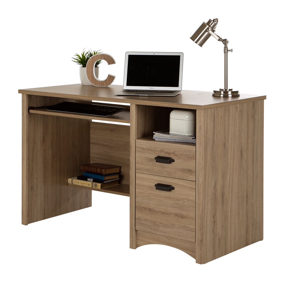 South Shore Gascony Computer Desk with Keyboard Tray, Rustic Oak. Picture 6