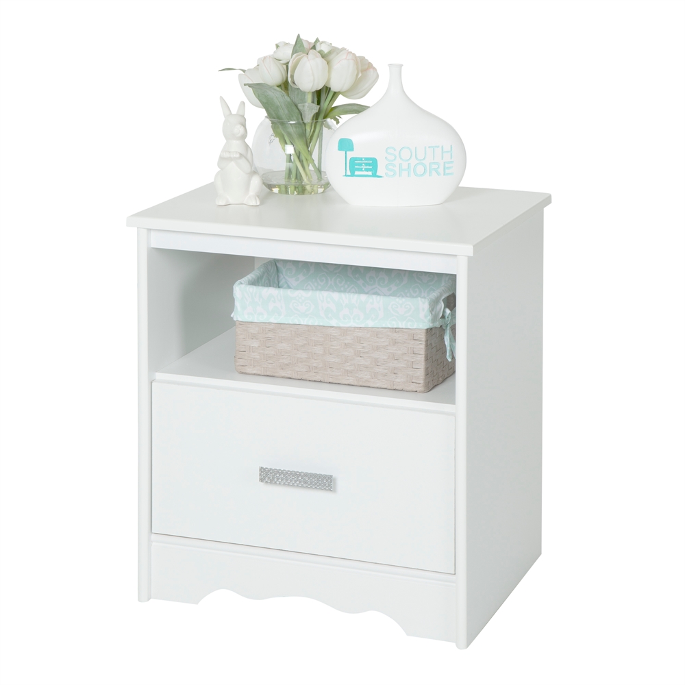 South Shore Tiara 1-Drawer Nightstand, Pure White. Picture 6